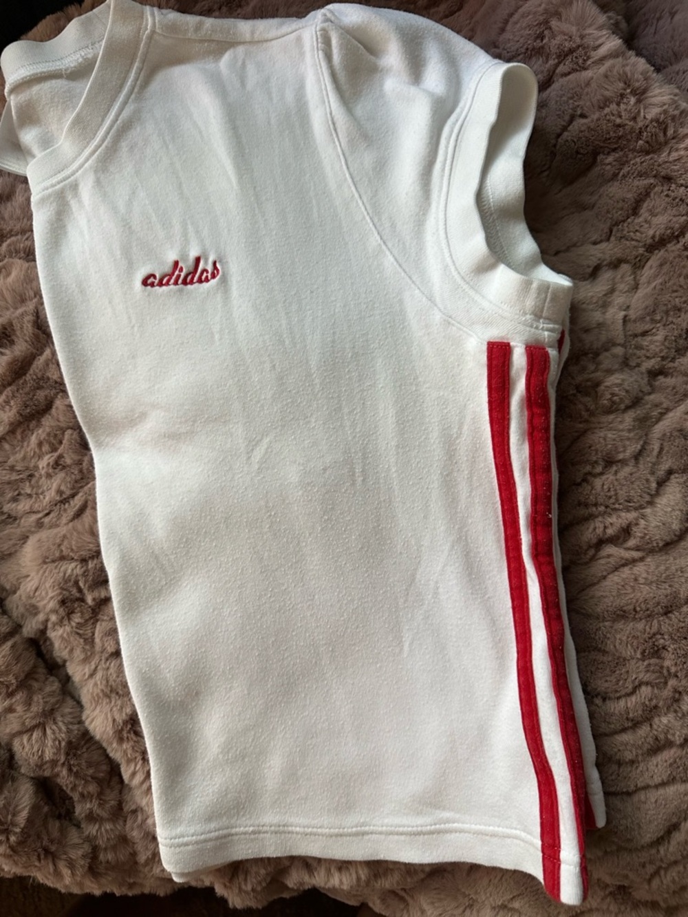 adidas Women’s White Top with Red Side Stripes